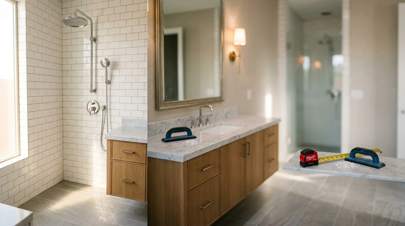 Bathroom remodel with new fixtures and tile work