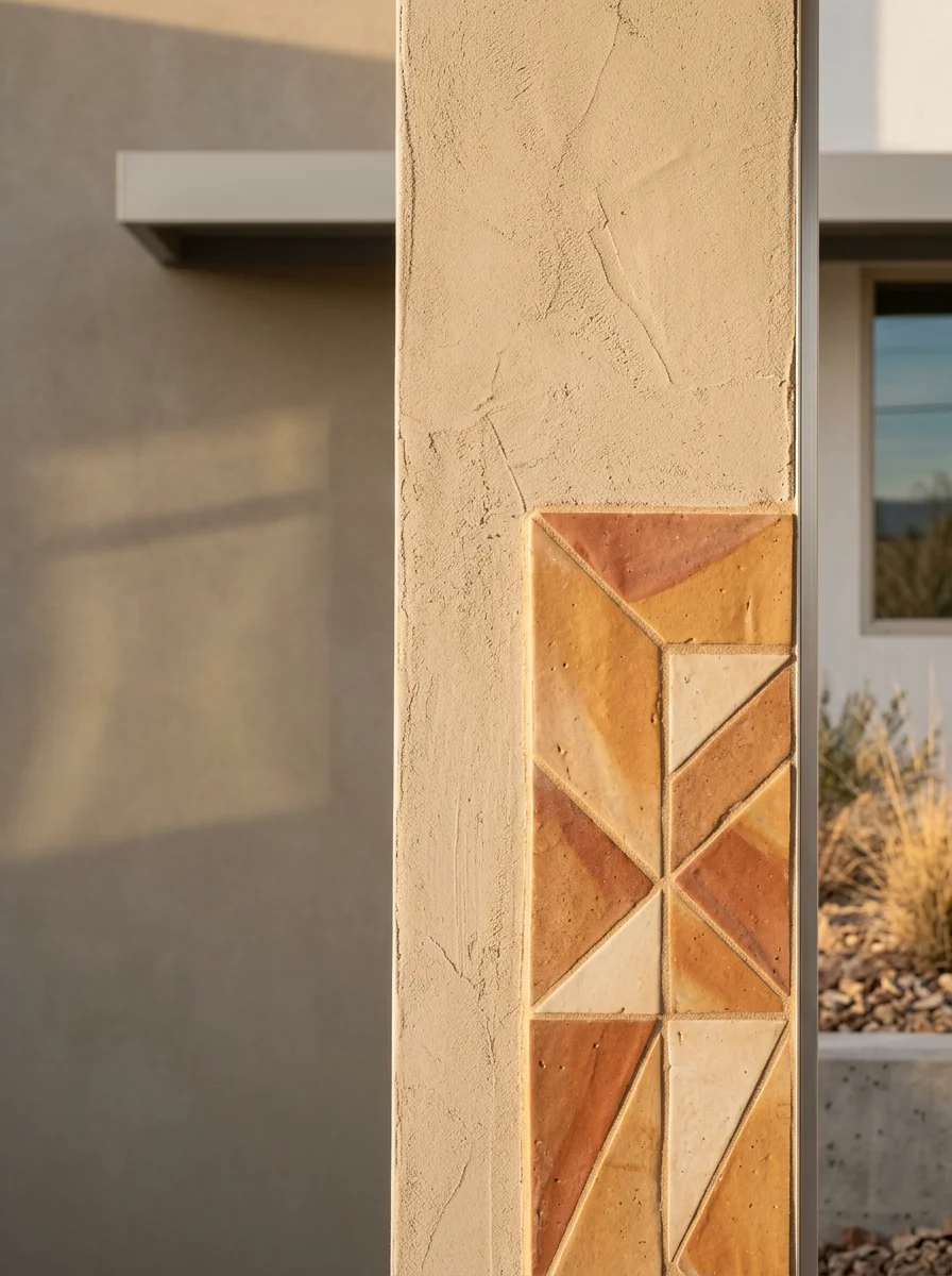 Close-up of quality workmanship on a Las Vegas property exterior with local materials.