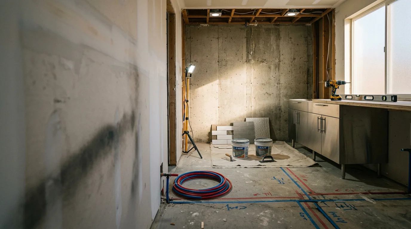 A fully remodeled bathroom in a Las Vegas home featuring a walk-in tile shower, updated vanity, and modern fixtures. Clean, neutral finishes reflect a desert-climate-appropriate design built for daily use.